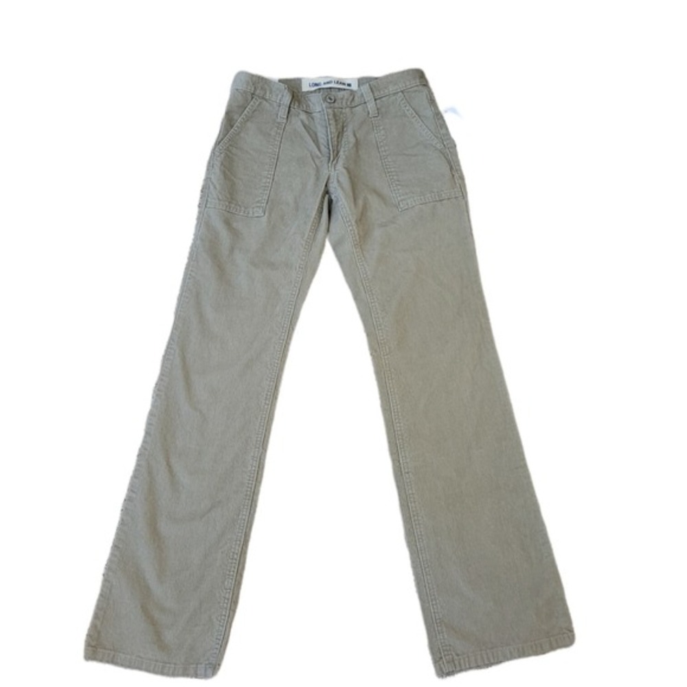 NWT‎ WOMENS GAP LONG & LEAN CORDUROY BEIGE  PANTS SIZE 1 INSEAM 31.5" WAISTS 15"